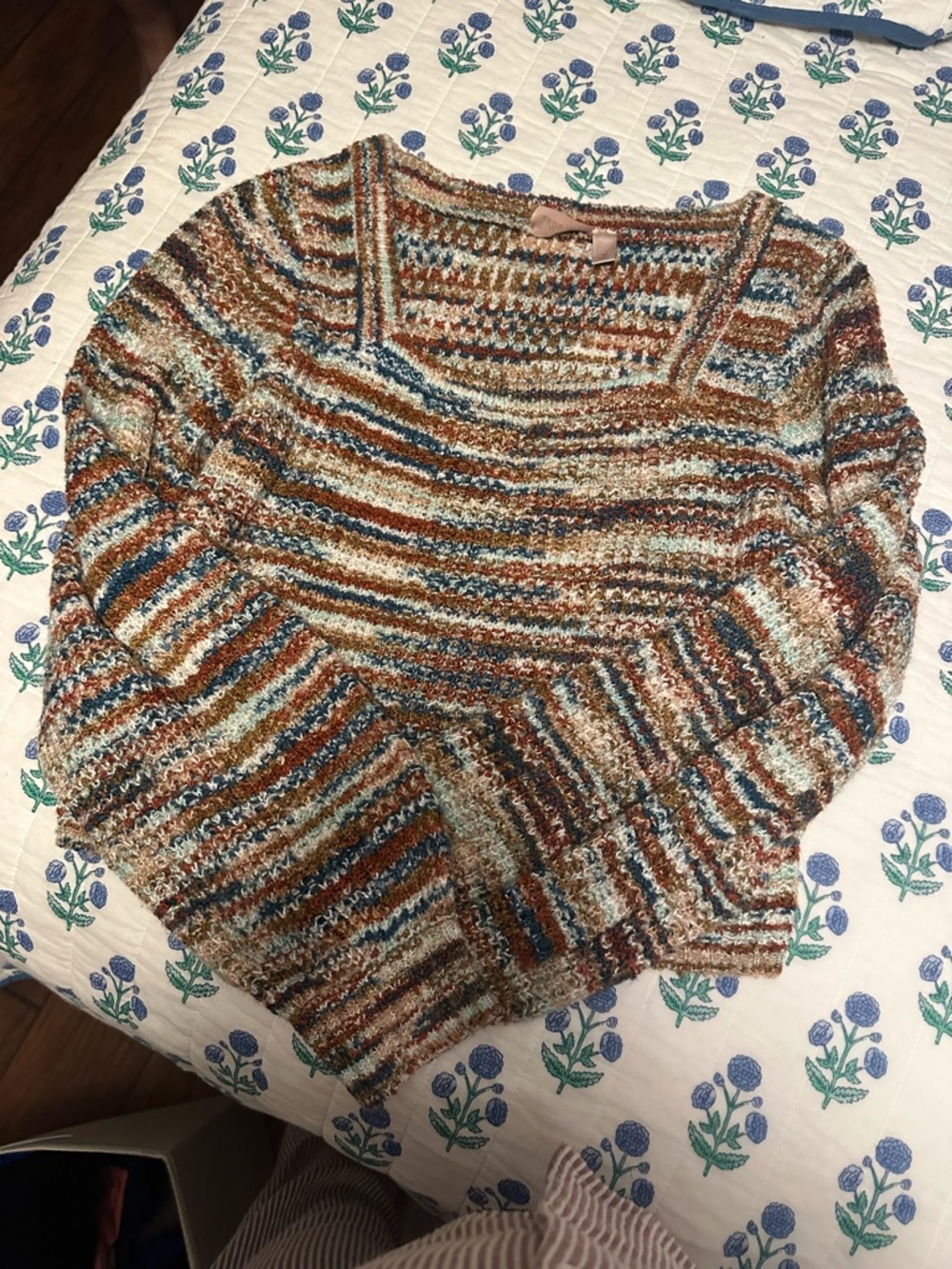 Striped Multicolor Knit Sweater - Women's Cozy Crew Neck